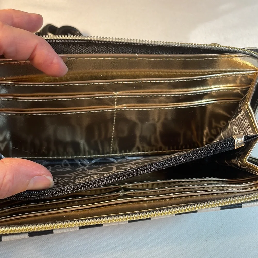 Betsey Johnson Black and White Striped Wallet